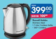 Russell Hobbs Stainless Steel 1.7 Litre Cordless Kettle-Each