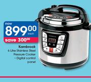 Kambrook 6 Liter Stainless steel Pressure Cooker-Each