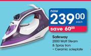 Safeway 2000 Watt Steam & Spray Iron-Each