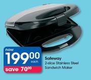 Safeway 2 Slice Stainless Steel Sandwich Maker-Each