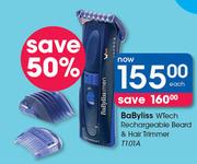 BaByliss WTech Rechargeable Beard & Hair Trimmer T101A-Each