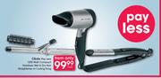 Clicks Pay Less 1200 Watt Compact Hairdryer, Wet & Dry Hair Starightener Or Curling Tong-Each