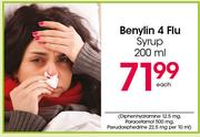 Benylin 4 Flu Syrup-200ml Each