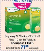 Clicks Vitamin B Fizzy 10 Or 30 Tablets-Per Pack