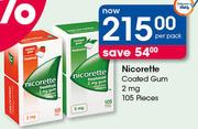 Nicorette Coated Gum 2mg 105 Pieces-Per Pack