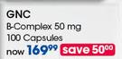 GNC B-Complex 50mg 100 Capsules-Per Pack