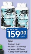 Wild Unicorn Tears Multivit + 30 Servings Or Mermaid Kisses Collagen 60 Servings-Each