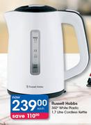 Russell Hobbs 1.7L 360° White Plastic Cordless Kettle-Each