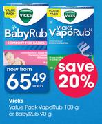 Vicks Value Pack Vaporub 100g Or Bodyrub 90g-Each