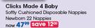 Clicks Made 4 Baby Softly Cushioned Disposable Nappies Newborn 22 Nappies-Per Pack