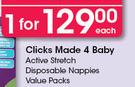 Clicks Made 4 Baby Active Stretch Disposable Nappies Value Packs-Each