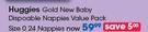 Huggies Gold New Baby Disposable Nappies Value Pack Size 0 24 Nappies-Per Pack