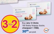 Clicks 150 Baby Nappy Sacks-Per Pack