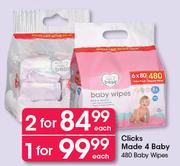 Clicks Made 4 Baby 480 Baby Wipes-Each