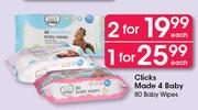 Clicks Made 4 Baby 80 Baby Wipes-Each