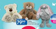 Clicks Plush Bunny Or Buddy Bear With Scarf-Each