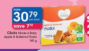 Clicks Made 4 Baby Apple & Butternut Rusks-140g Per Pack