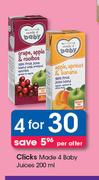 Clicks Made 4 Baby Juices-4x200ml Per Offer