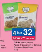 Clicks Made 4 Baby Apple & Cinnamon Or Banana Flavoured Rice Cakes-4x20g Per Offer
