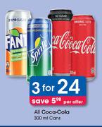 All Coca-Cola Cans-3x300ml Per Offer
