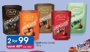 Lindt Lindor Cornets-2x125g Per Offer