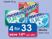 Mentos Gum-4x14g Per Offer