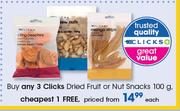 Clicks Dried Fruit Or Nut Snacks-100g Each