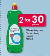 Clicks Pay Less Dishwashing Liquid-2 x 750ml