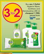 Dettol Hygiene Wipes, Sanitisers & Handwashes-200ml Each