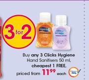 Clicks Hygiene Hand Sanitisers-50ml Each