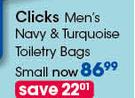 Clicks Men's Navy & Turquoise Toiletry Bags Small-Each
