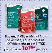 Clicks Multivitamin Men Or Women, Adult Or Mature 60 Tablets-Per Pack