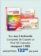 Activovite Complete 30 Caplets Or Pro 4 30 Capsules-Per Pack