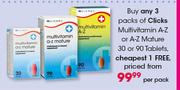 Clicks Multivitamin A-Z Or A-Z Mature 30 Or 90 Tablets-Per Pack