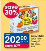Brain Child Value Pack Omega-3 120 Chews Tabs-Per Pack
