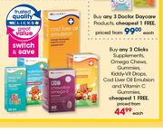 Clicks Supplements,Omega Chews,Gummies,Kiddy Vit Drops,Cod Liver Oil Emulsion & Vitamin C Gummies-Ea