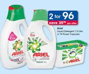 Ariel Liquid Detergent 1.5Ltr Or 14 Power Capsules-For Any 2