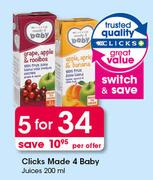 Clicks Made 4 Baby Juices-5 x 200ml