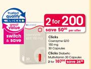 Clicks Coenzyme Q10 150mg-2x30 Capsules Per Offer