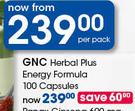GNC Herbal Plus Energy Formula-100 Capsules Per Pack