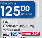 GNC Gentiesorb Iron 18 mg-90 Capsules Per Pack