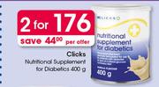 Clicks Nutritional Supplement For Diabetics-2 x 400g