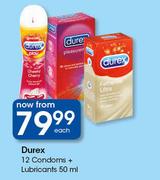 Durex 12 Condoms + Lubricants-50ml Each