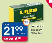 Laxa-Dor Bisacodyl 30 Tablets-Per Pack