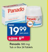 Panado 500mg Tub Or Box 24 Tablets-Per Pack