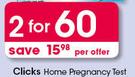 Clicks Home Pregnancy Test-For 2