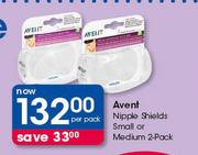 Avent Nipple Shields Small Or Medium 2 Pack-Per Pack