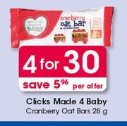 Clicks Made 4 Baby Cranberry Oat Bars-4X28g