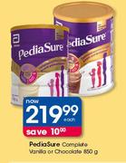 Pedia Sure Complete Vanilla Or Chocolate-850g Each