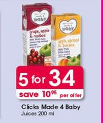 Clicks Made 4 Baby Juices-5 x 200ml